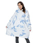 Wearable Blanket Hoodie with Front Pocket and Extended Sleeves for Adults