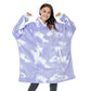 Wearable Blanket Hoodie with Front Pocket and Extended Sleeves for Adults
