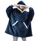 Wearable Blanket Hoodie with Front Pocket and Extended Sleeves for Adults