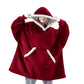 Wearable Blanket Hoodie with Front Pocket and Extended Sleeves for Adults