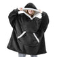 Wearable Blanket Hoodie with Front Pocket and Extended Sleeves for Adults