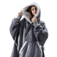 Wearable Blanket Hoodie with Front Pocket and Extended Sleeves for Adults