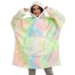 Wearable Blanket Hoodie with Front Pocket and Extended Sleeves for Adults