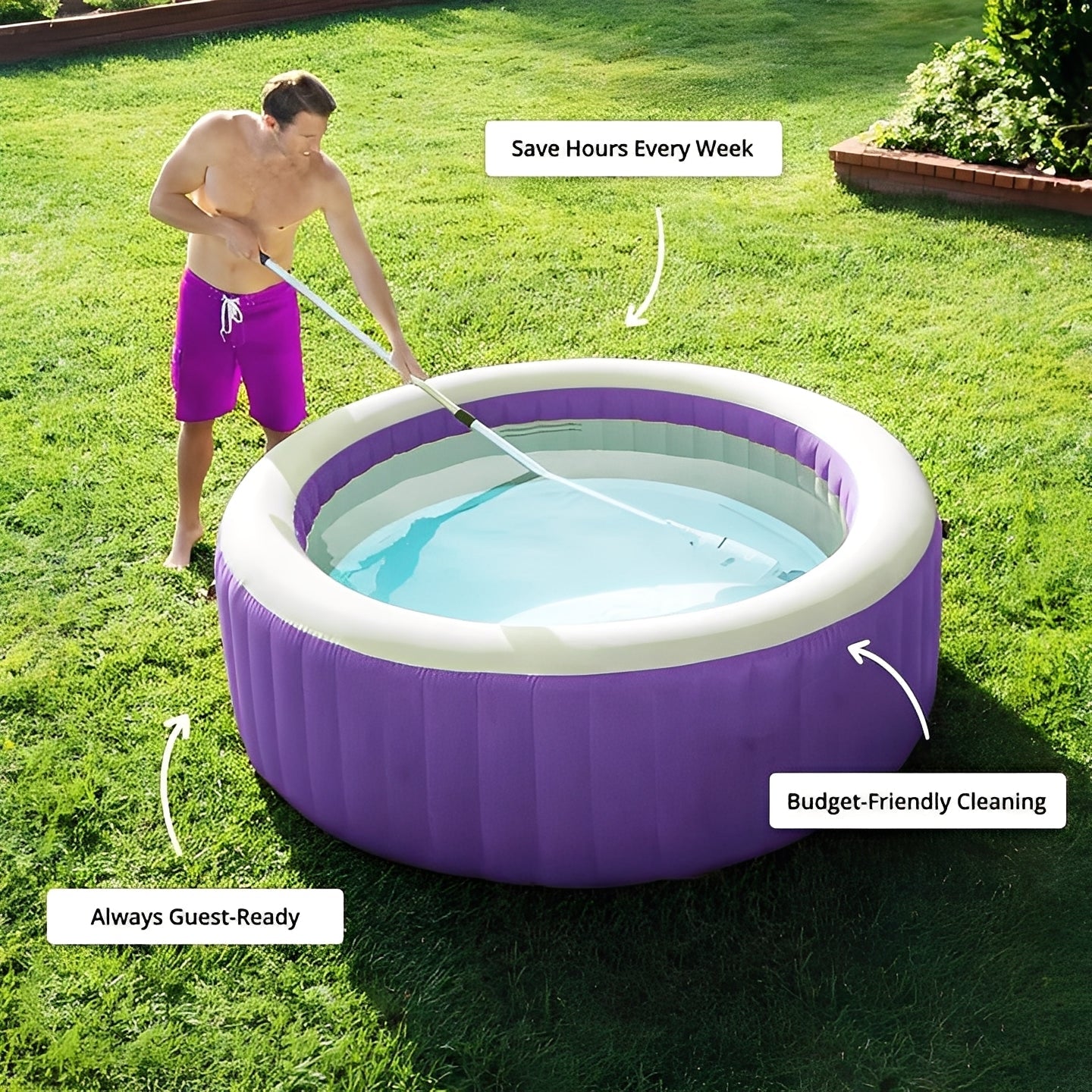 Rechargeable Pool Vacuum with Interchangeable Heads and Snap Attachment System