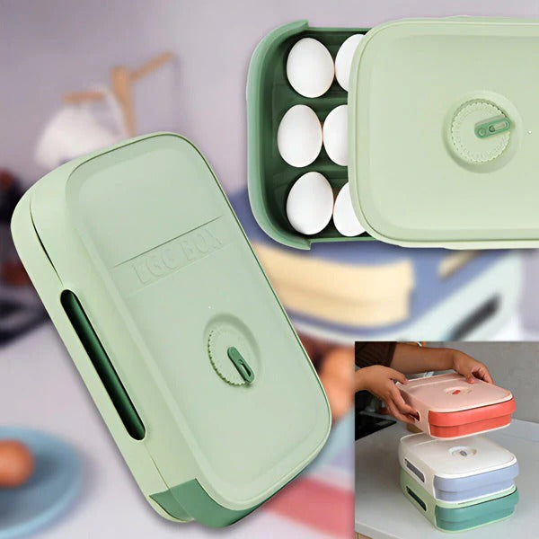 Egg Tray Holder with Rotating Date Dial and Stackable Design