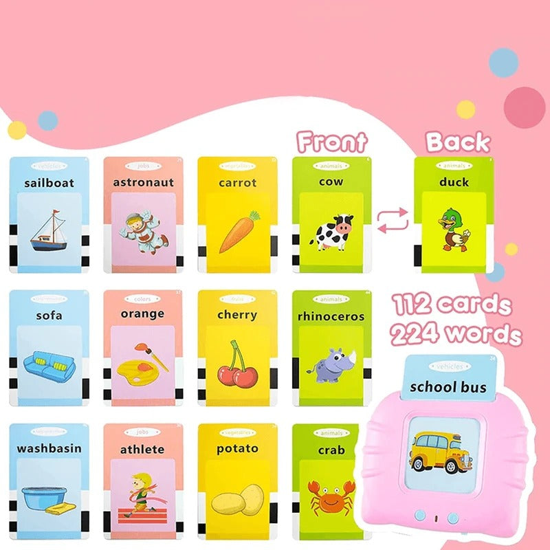 Talking Flash Cards with Audio Playback and Volume Control for Kids Ages 4 to 6