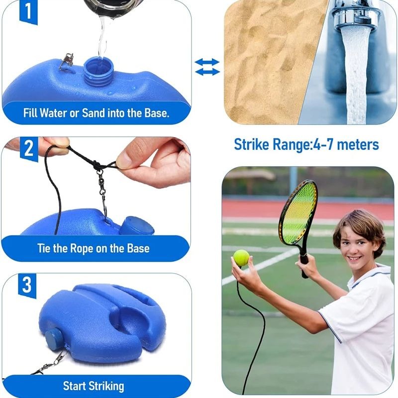 Tennis Rebound Ball Trainer with Adjustable Base for Solo Practice