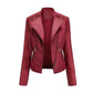 Women's Leather Jacket Lambskin Material and Zipper Closure