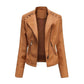 Women's Leather Jacket Lambskin Material and Zipper Closure