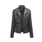 Women's Leather Jacket Lambskin Material and Zipper Closure