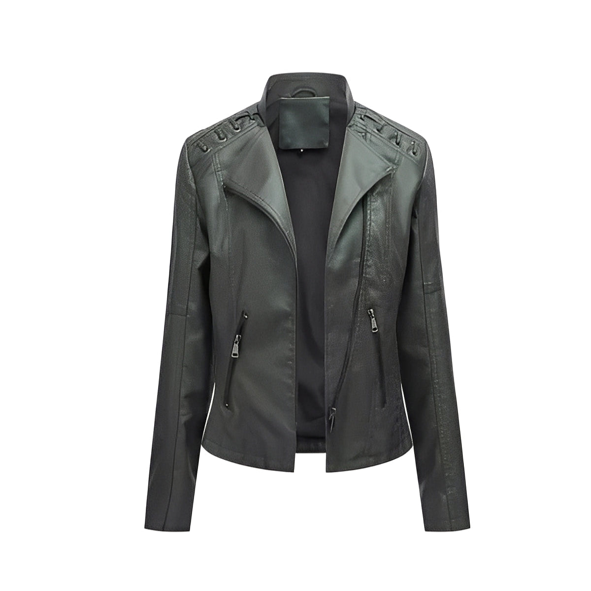 Women's Leather Jacket Lambskin Material and Zipper Closure