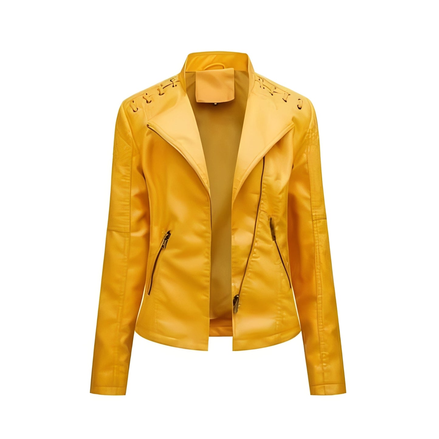 Women's Leather Jacket Lambskin Material and Zipper Closure