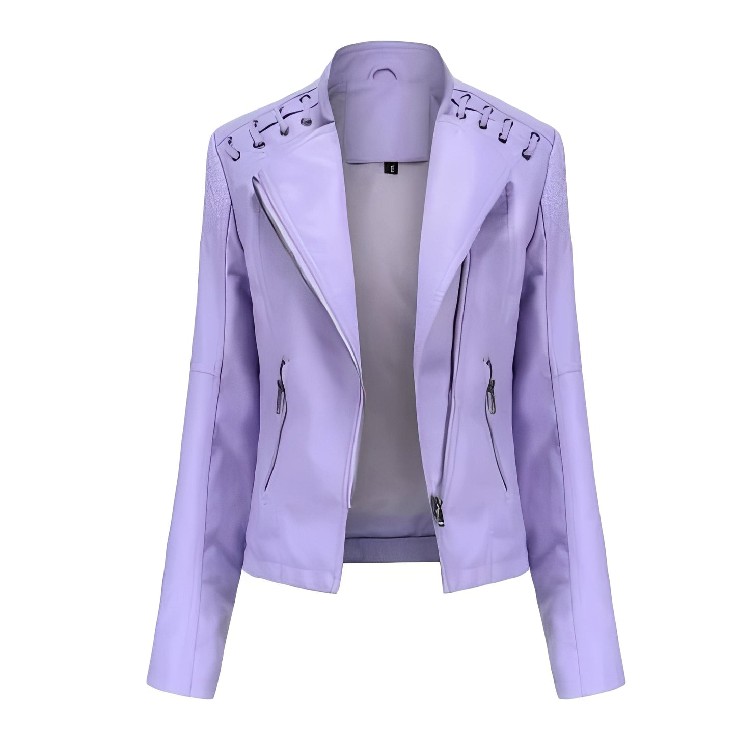 Women's Leather Jacket Lambskin Material and Zipper Closure