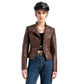 Women's Leather Jacket Lambskin Material and Zipper Closure