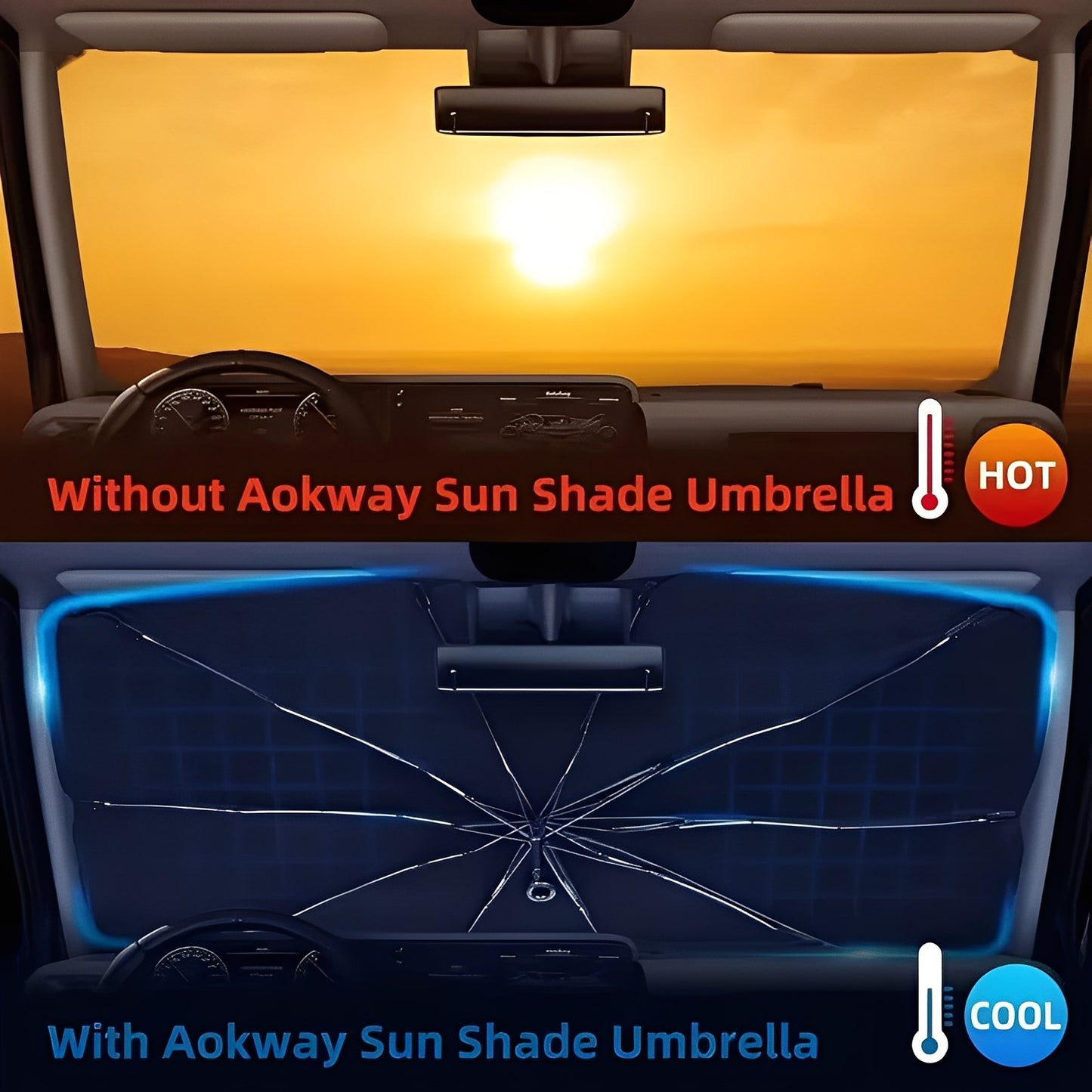 UV Blocking Car Sunshade Umbrella Foldable for Interior Cooling and Protection
