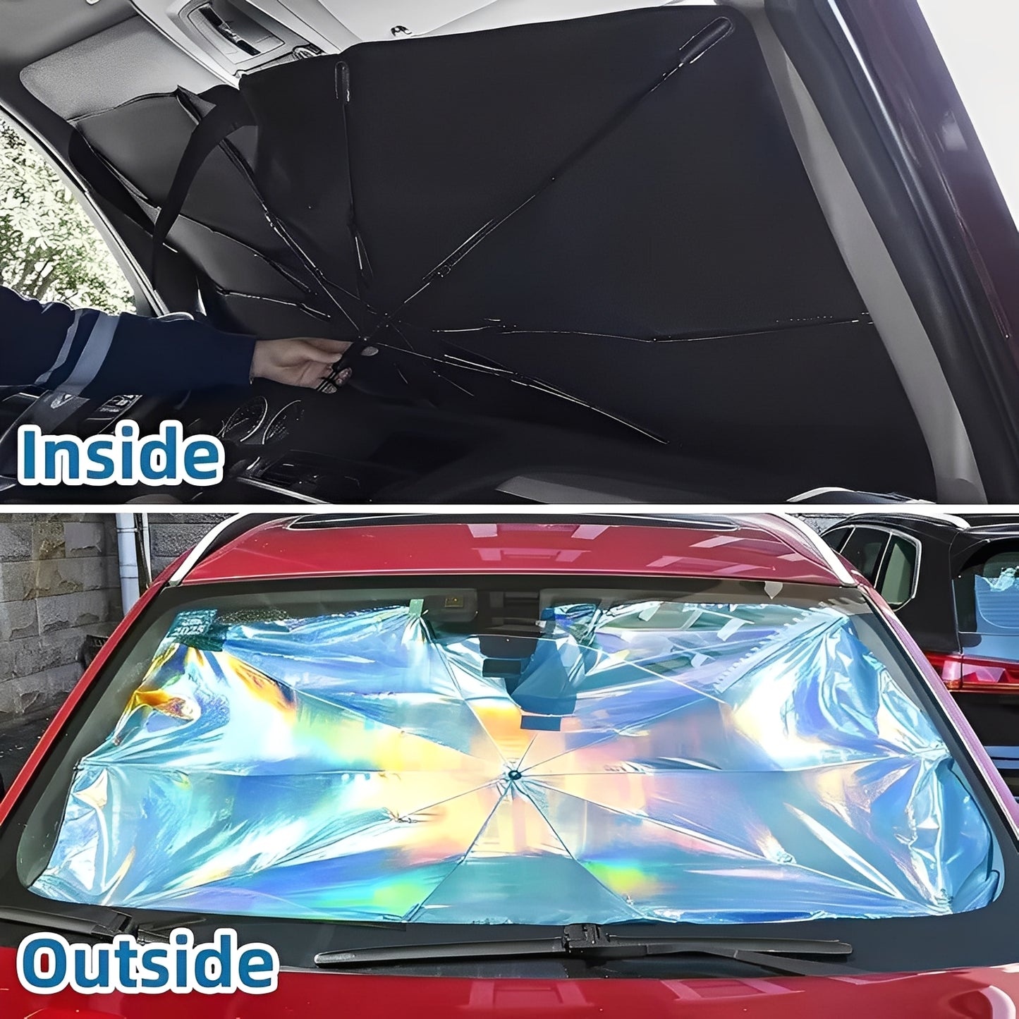 UV Blocking Car Sunshade Umbrella Foldable for Interior Cooling and Protection