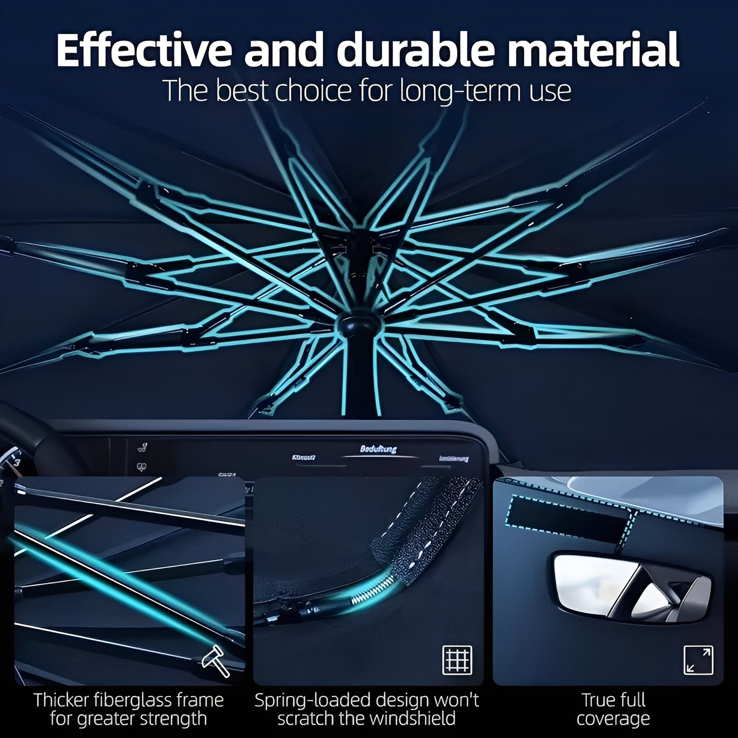 UV Blocking Car Sunshade Umbrella Foldable for Interior Cooling and Protection