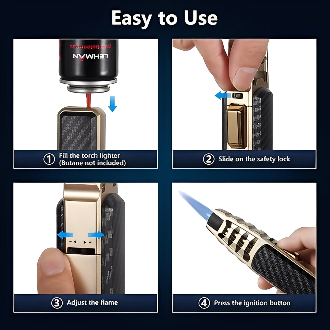 Windproof Torch Lighter Refillable for Outdoor Use