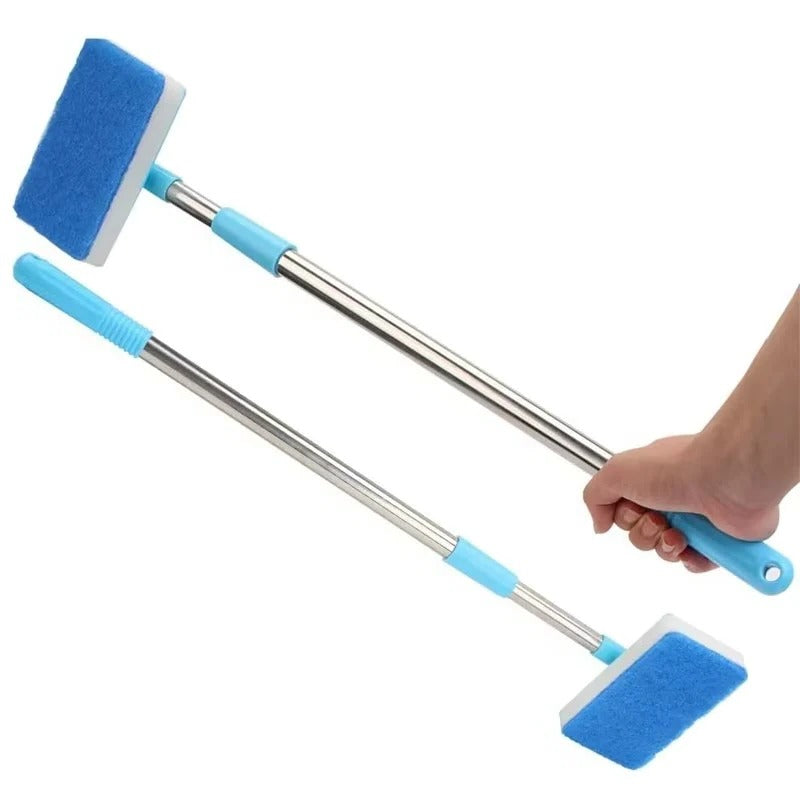 Telescoping Aquarium Glass Cleaner with 180 Degree Rotating Head and Dual Surface Pad