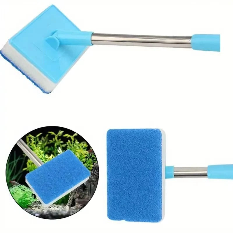 Telescoping Aquarium Glass Cleaner with 180 Degree Rotating Head and Dual Surface Pad