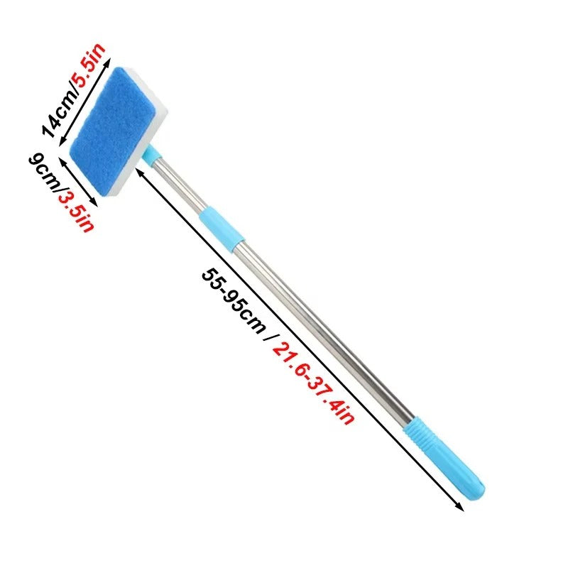 Telescoping Aquarium Glass Cleaner with 180 Degree Rotating Head and Dual Surface Pad