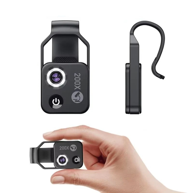 Smartphone Microscope Lens with 200X Magnification and Universal Clip