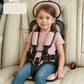 Portable Car Booster Seat with 5-Point Harness and Foldable Design, Washable Cover