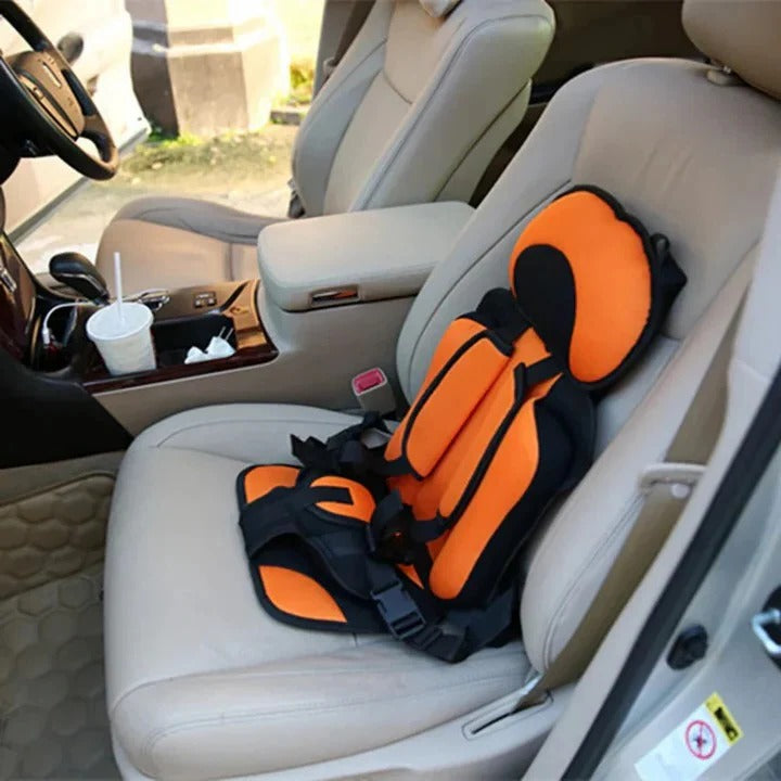 Portable Car Booster Seat with 5-Point Harness and Foldable Design, Washable Cover