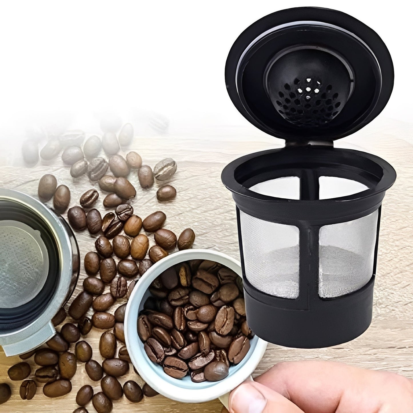 Refillable Coffee Capsules 3 Pack with Stainless Steel Micro-Hole Screen and Filling Spoon