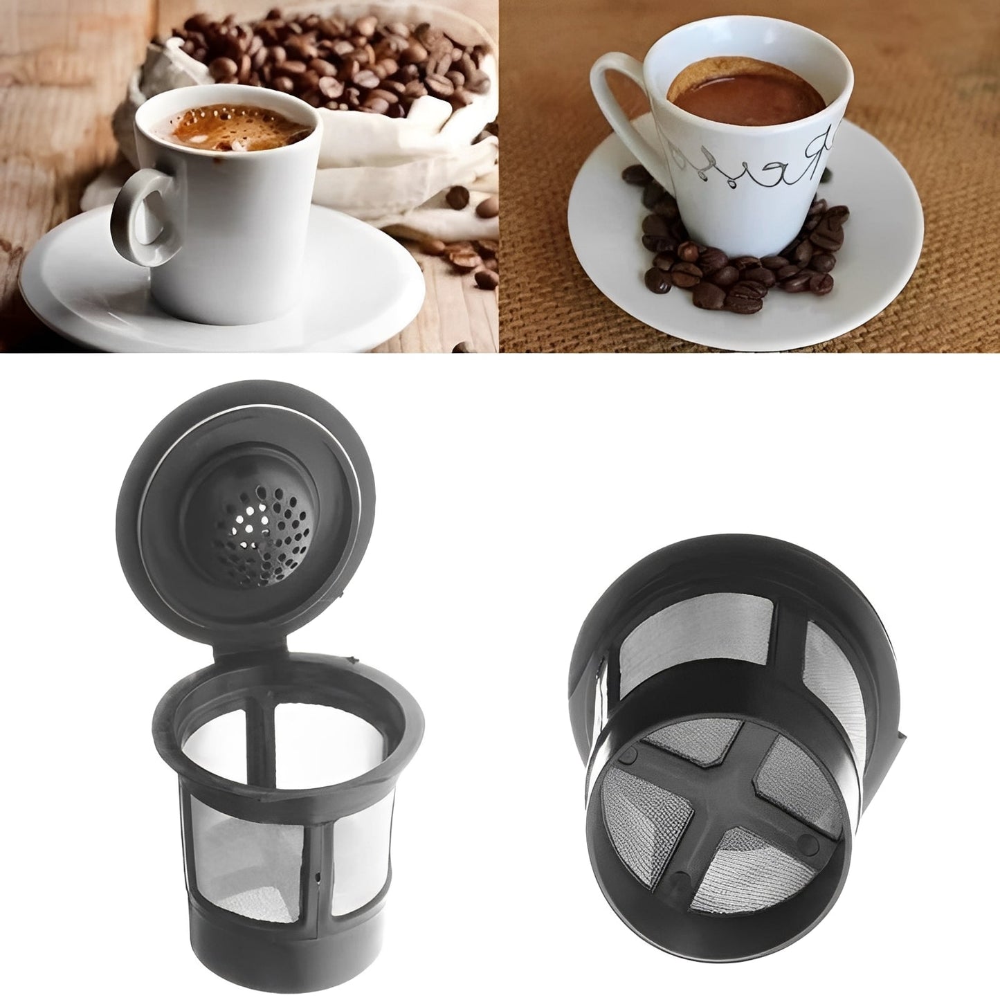 Refillable Coffee Capsules 3 Pack with Stainless Steel Micro-Hole Screen and Filling Spoon