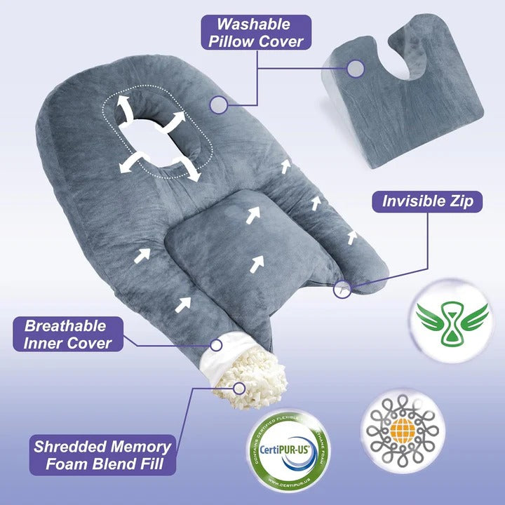 Ergonomic Face Down Pillow After Bbl Or Eye Surgery Stomach Sleeping Pillow and Recovery Support