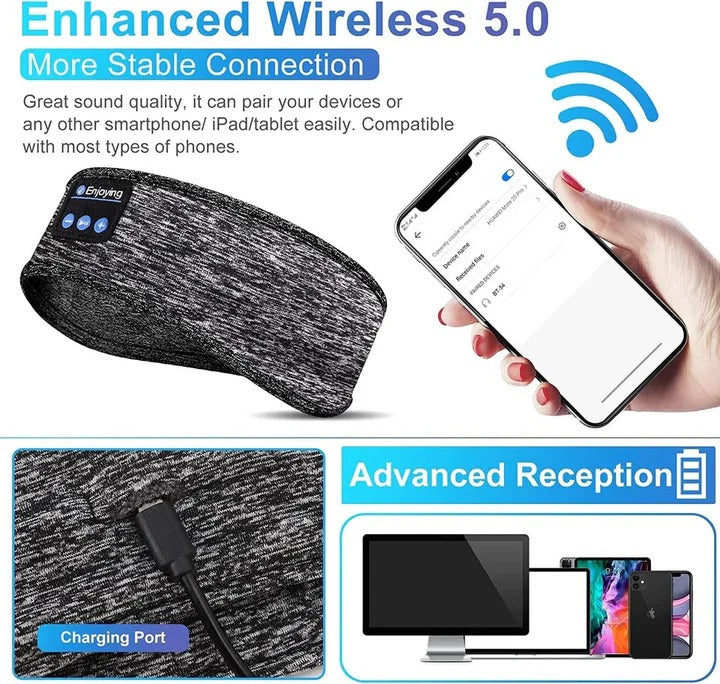 Dual-Purpose Cordless Sleep Earphones and Athletic Head Wrap for Restful Nights or Physical Training and Running
