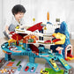 Dinosaur Race Track Playset with Eight Cars and Multi-Level Construction