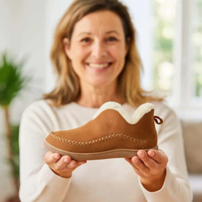 Fleece Lined Slip On Shoes with Molded Arch Support and High Traction Sole