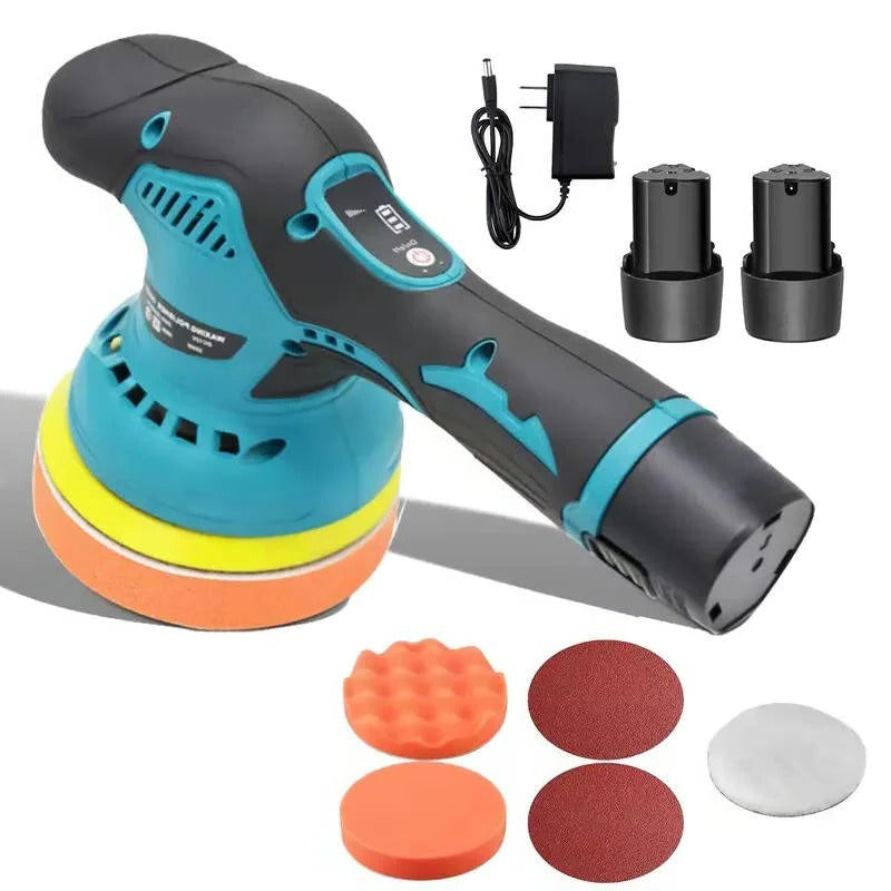 Orbital Car Polisher with Dual Battery System and 4 Interchangeable Pads, 6 Inch