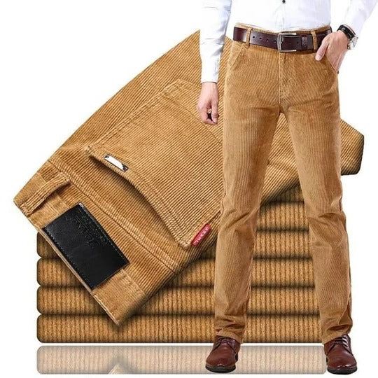 Corduroy Straight-Leg Trousers for Year-Round Wear