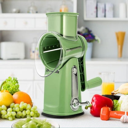 Rotary Grater with Five Interchangeable Blades and Suction Cup Base