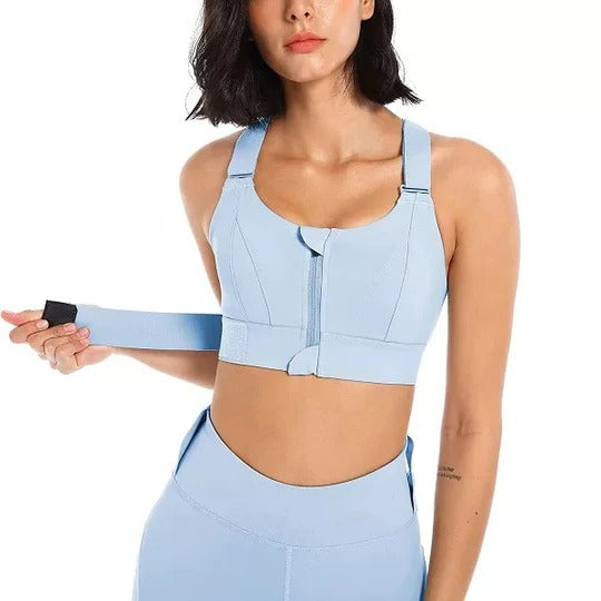 High Support Front-Zip Sports Bra for Active and Everyday Wear