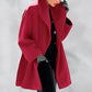 Wool-Blend Coat with Removable Belt and Slanted Side Pockets, A-Line Silhouette