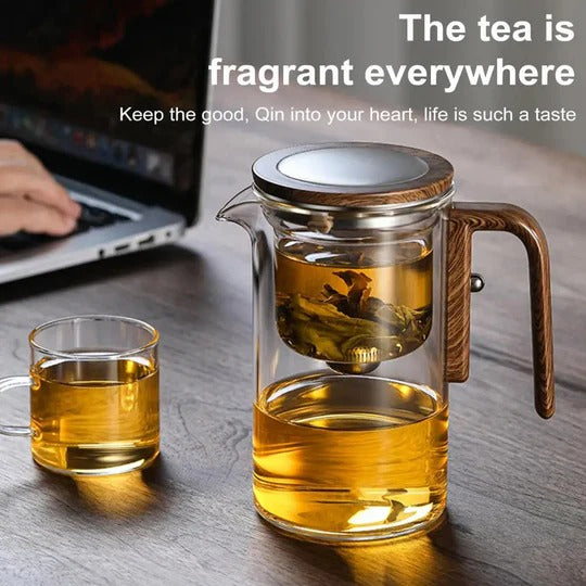 Water Separation Tea Brewing Teapot with Built-In Infuser and Precision Pour Spout