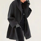 Wool-Blend Coat with Removable Belt and Slanted Side Pockets, A-Line Silhouette