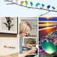 Sea Glass Rainbow Birds Wall Art with Driftwood Base and Hand-Positioned Design