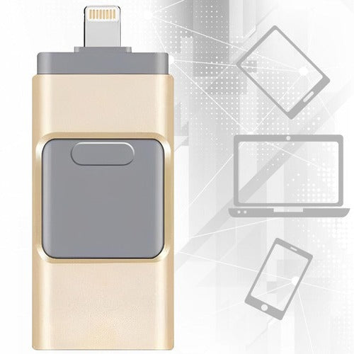 Multi Port USB Flash Drive with 32GB Storage and Four Connectors for Phones and Computers