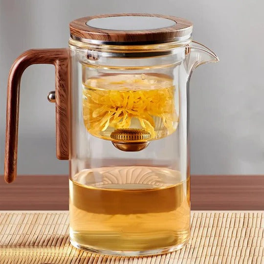 Water Separation Tea Brewing Teapot with Built-In Infuser and Precision Pour Spout