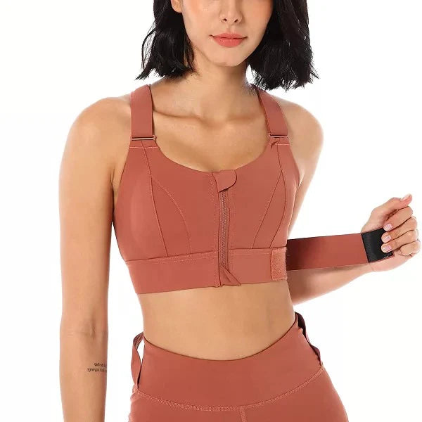High Support Zip‑Front Sports Bra