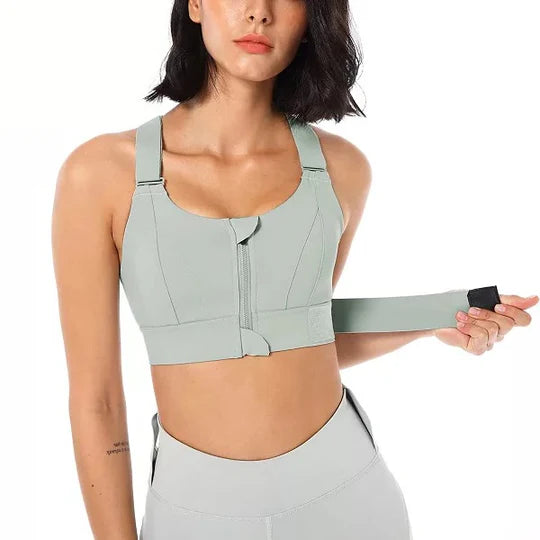 High Support Zip Front Sports Bra