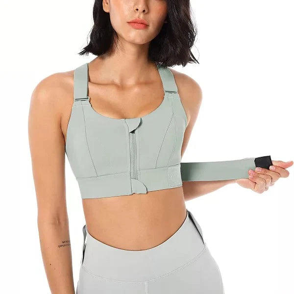 High Support Zip‑Front Sports Bra