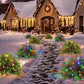 LED Urn Filler with 35 Warm White Lights and Evergreen Branches, 18in Base