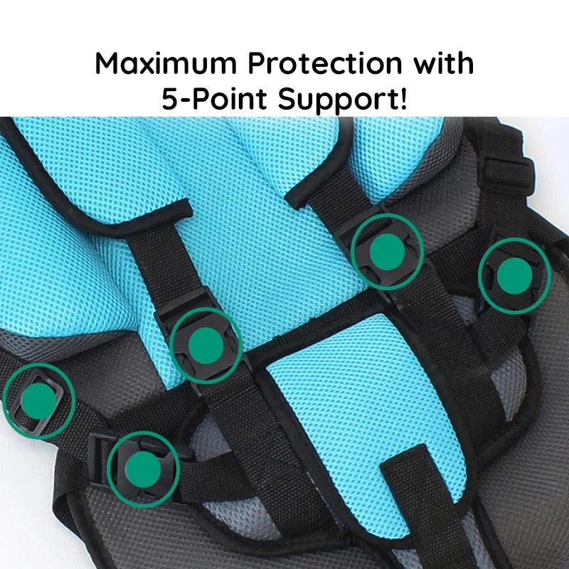 Child Protection Booster Cushion Seat with Integrated Safety Harness for Car Travel