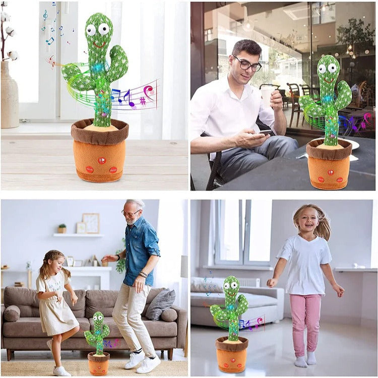 Interactive Dancing Cactus Toy with Sound Activation and Musical Movements